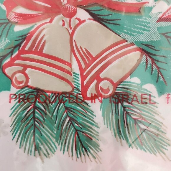 3 VTG Plastic Christmas TableCloths Cover Horse Sleigh Bells Poinsettia Holiday - Picture 8 of 9